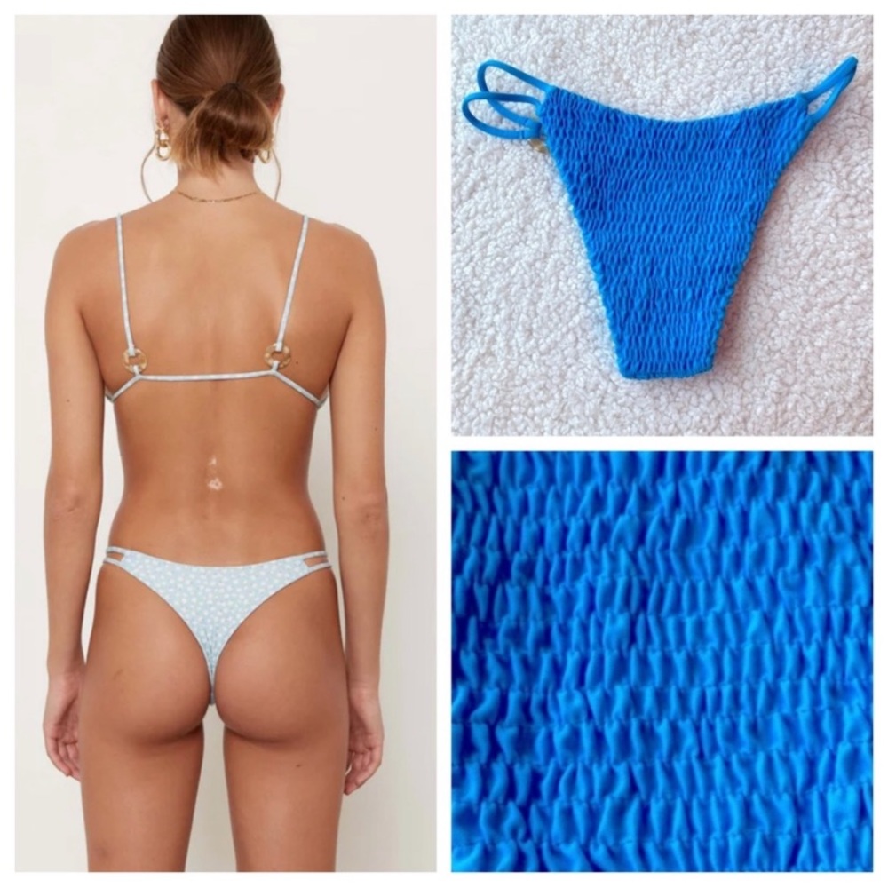 Blue Textured Bikini Set
